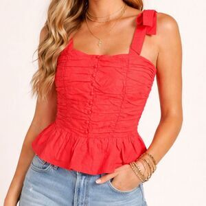 Milk & Honey Hot Pink Pleated Top Size Small